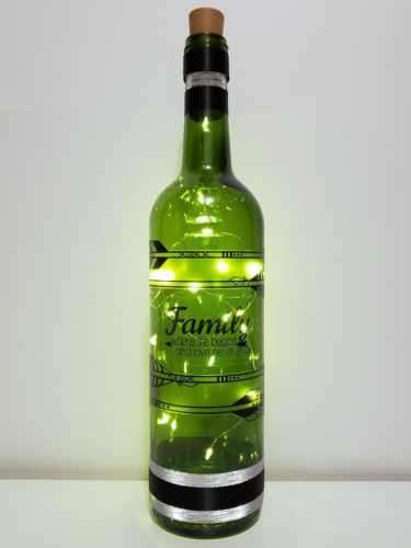 Bottle light with phrase about family
