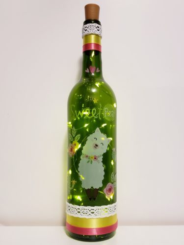 Bottle light with llama and cacti