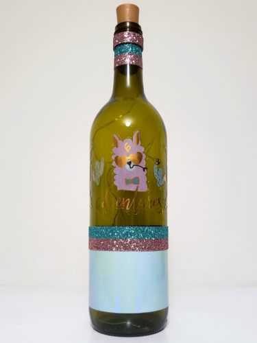 Bottle light with llama and cacti