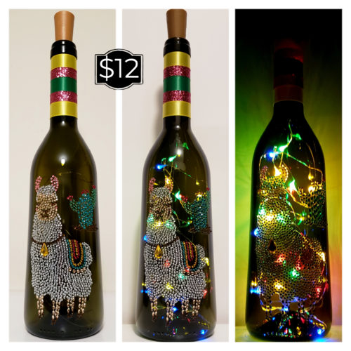 Bottle light with a jewelled llama.