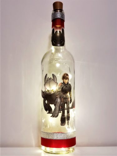 Bottle light with Hiccup from How to Train Your Dragon.