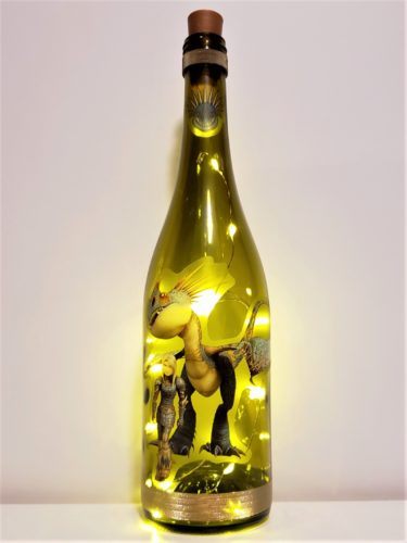Bottle light with Astrid from How to Train Your Dragon.