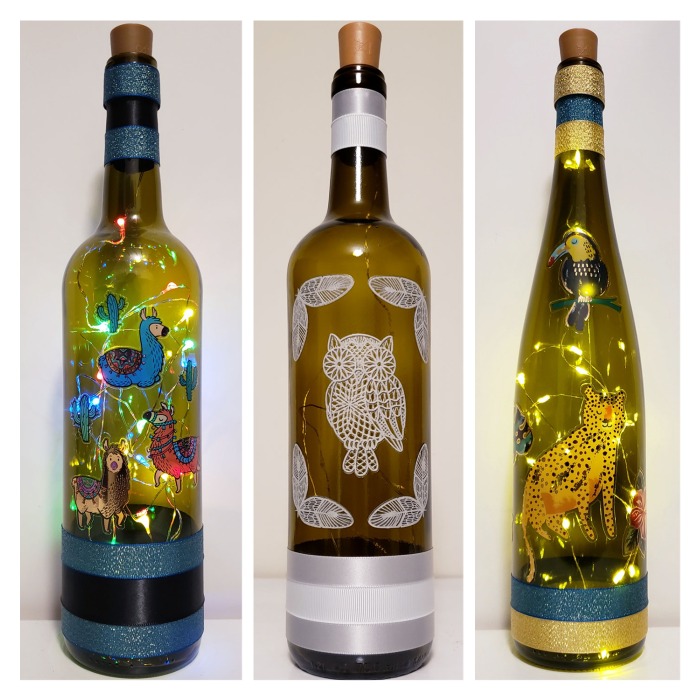 Bottle lights with animals