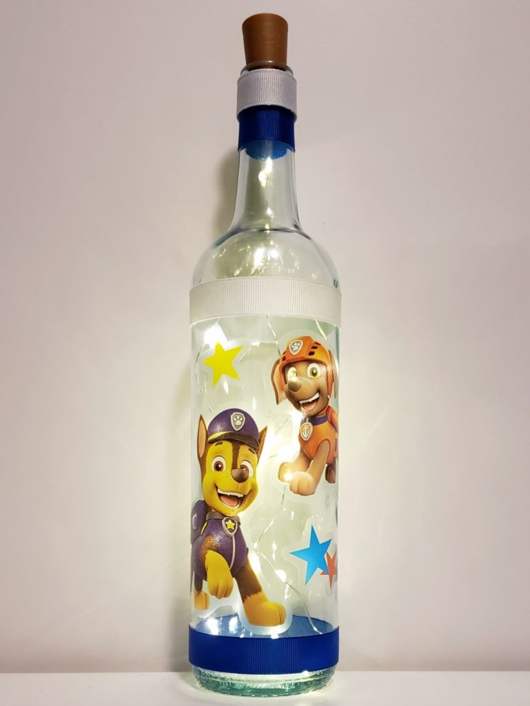 Bottle light with Chase and Zuma from Paw Patrol.