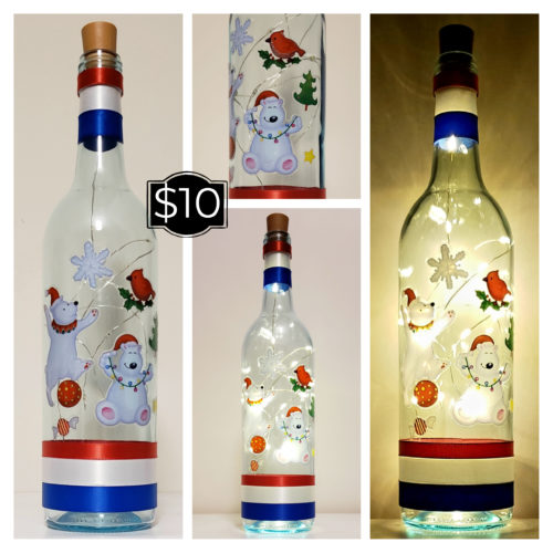 Photo grid of two polar bears, a snowflake and bird.